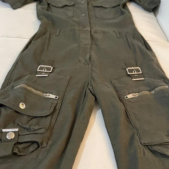 THE KOOPLES Paris linen stretch Military style cargo Jumpsuit XS - Picture 10 of 13